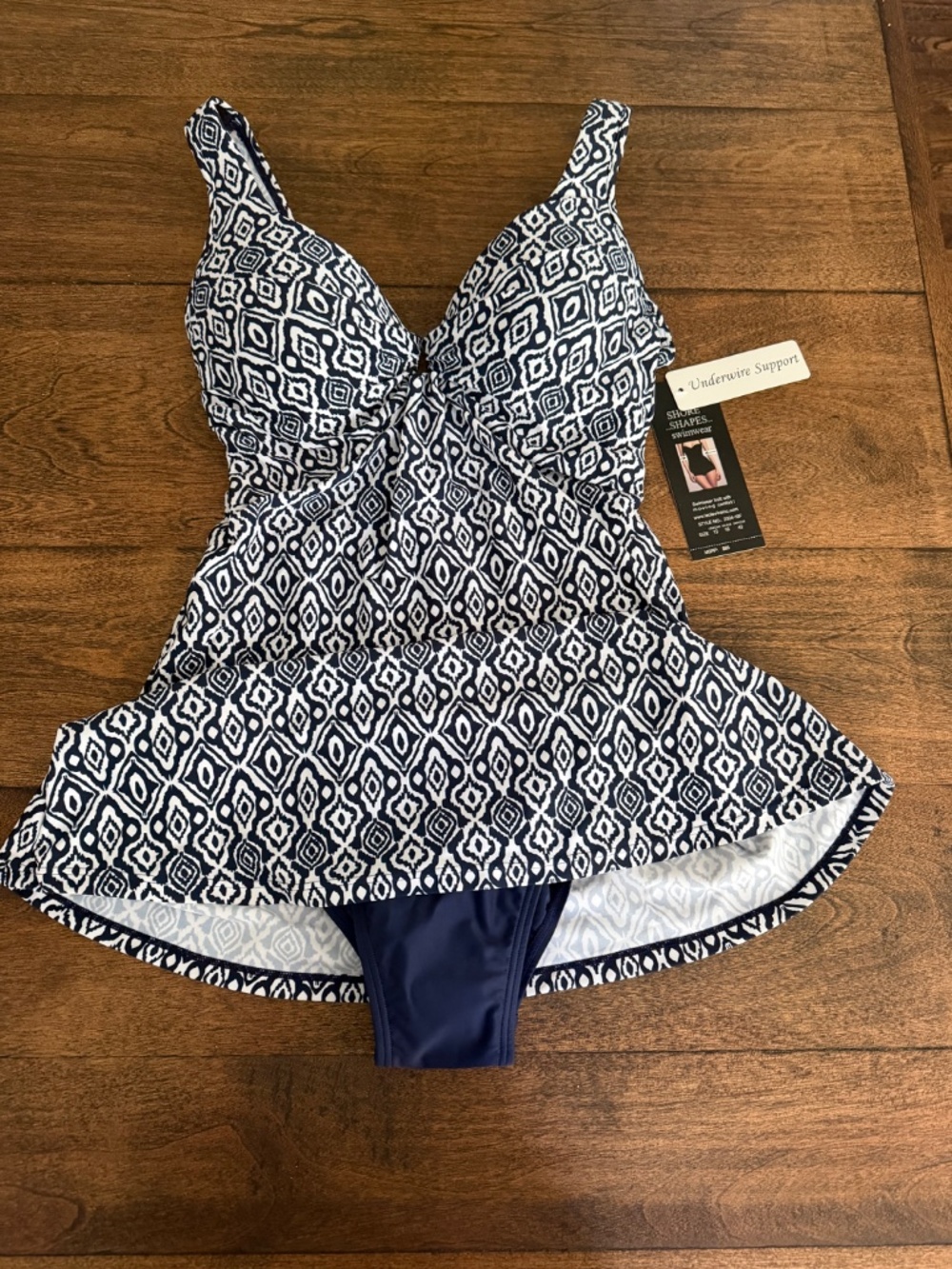 Bathing suit / swim suit. NWT. Blue and white shaping. Size 12 - Picture 2 of 7
